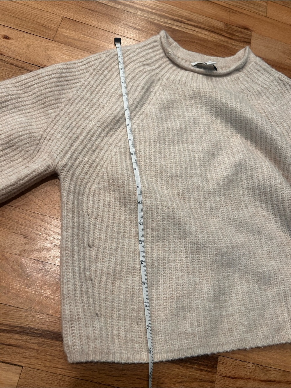 Topshop Ribbed Mock Neck Sweater | M | Oatmeal Cream | Slouchy Fit